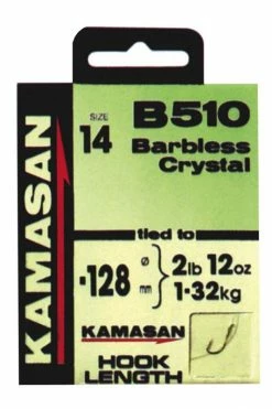 Kamasan Hooks To Nylon B510 Crystal Barbless -