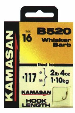Kamasan Hooks To Nylon B520 Whisker Barbed -