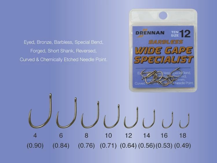 Drennan Wide Gape Specialist Barbless Eyed Hooks - 2 Drennan Wide Gape Specialist Barbless Eyed Hooks - - Image 2