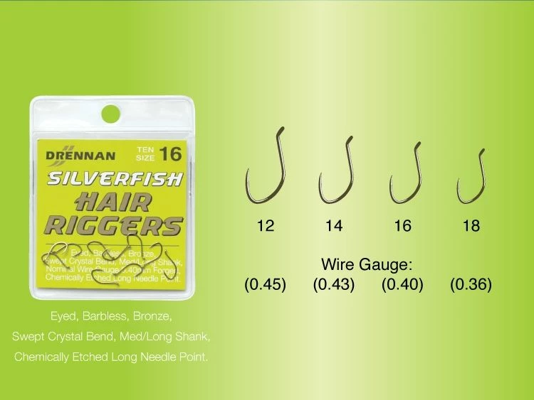 Drennan Hair Riggers Silverfish Barbless Eyed Hooks - 2 Drennan Hair Riggers Silverfish Barbless Eyed Hooks - - Image 2