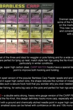 Drennan Carp Feeder Barbless Eyed Hooks - -Coarse Fishing Store 1304185362 ebc