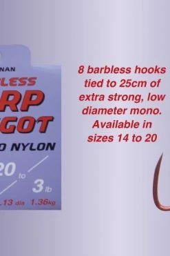 Drennan Hooks To Nylon Barbless Carp Maggot - 4 Drennan Hooks To Nylon Barbless Carp Maggot - -Coarse Fishing Store 1305320803 CM1