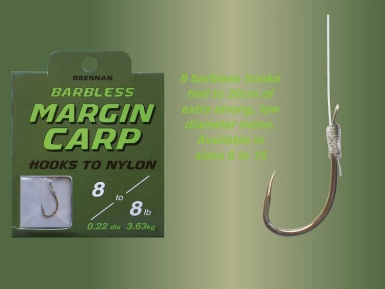 Drennan Hooks To Nylon Barbless Margin Carp - 2 Drennan Hooks To Nylon Barbless Margin Carp - - Image 2