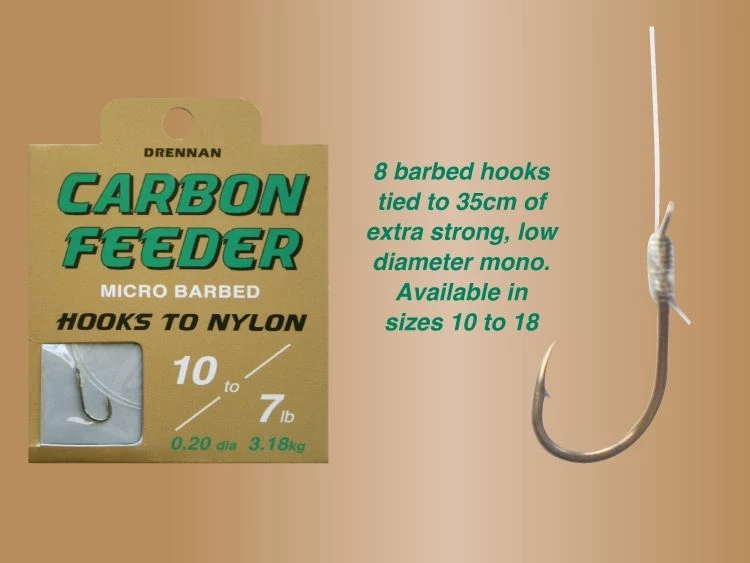 Drennan Hooks To Nylon Barbed Carbon Feeder - 2 Drennan Hooks To Nylon Barbed Carbon Feeder - - Image 2