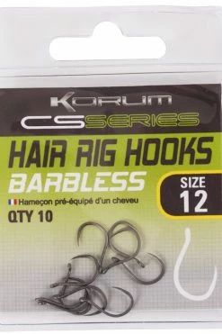 Korum CS Hair Rig Barbless Eyed Hooks -