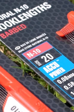 Preston Innovations Natural N-10 Barbed Hooklengths 6 Inch - Hooks to nylon