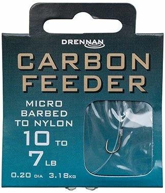 Drennan Hooks To Nylon Barbed Carbon Feeder - 1 Drennan Hooks To Nylon Barbed Carbon Feeder -