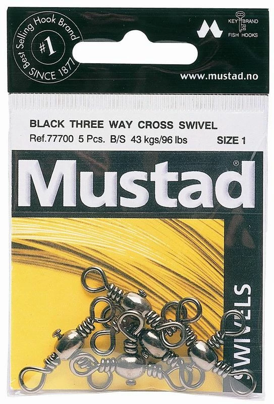 Mustad Black 3 Way Swivels (77700) - 2 Mustad Black 3 Way Swivels (77700) - - Image 2
