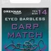Drennan Carp Match Barbless Eyed Hooks -