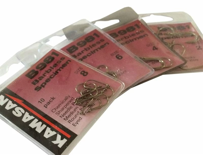 Kamasan B981 Specimen Barbless Eyed Hooks - 1 Kamasan B981 Specimen Barbless Eyed Hooks -