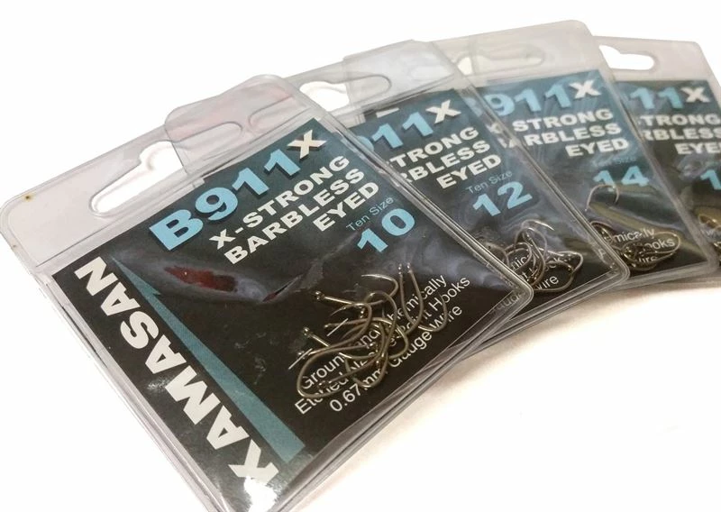 Kamasan B911X X-Strong Barbless Eyed Hooks - 1 Kamasan B911X X-Strong Barbless Eyed Hooks -
