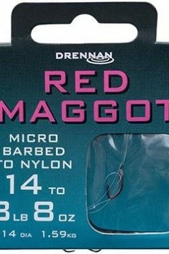Drennan Hooks To Nylon Barbed Red Maggot -