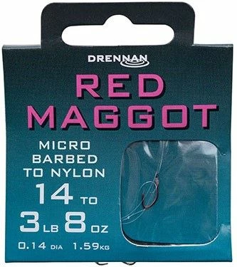 Drennan Hooks To Nylon Barbed Red Maggot - 1 Drennan Hooks To Nylon Barbed Red Maggot -