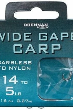 Drennan Hooks To Nylon Barbless Wide Gape Carp -