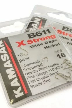 Kamasan B611 X Strong Wide Gape Barbed Spade Hooks -