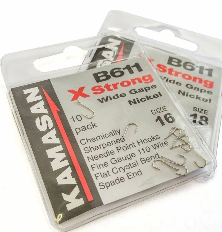 Kamasan B611 X Strong Wide Gape Barbed Spade Hooks - 1 Kamasan B611 X Strong Wide Gape Barbed Spade Hooks -