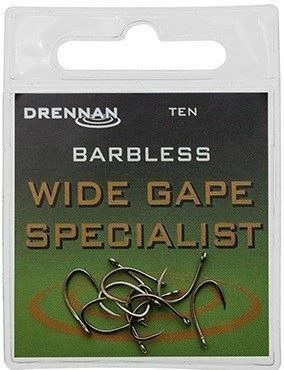 Drennan Wide Gape Specialist Barbless Eyed Hooks -