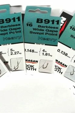 Kamasan Hooks To Nylon B911 Wide Gape Barbless -