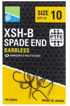 Preston Innovations XSH-B Barbless Spade End Hooks - Spade hooks