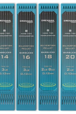 Drennan Hooklength Plate Barbless Silverfish Pellet - Hooks to nylon