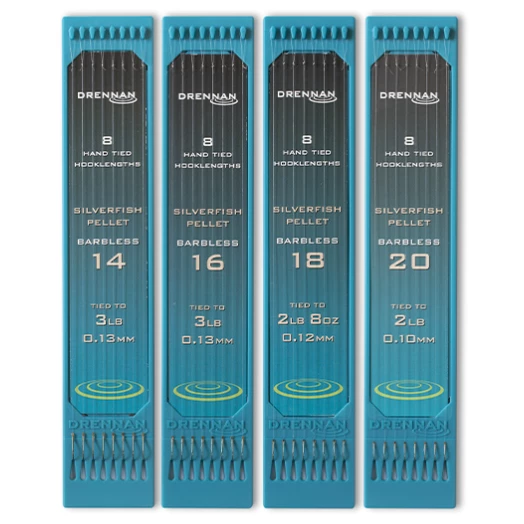 Drennan Hooklength Plate Barbless Silverfish Pellet - Hooks to nylon 1 Drennan Hooklength Plate Barbless Silverfish Pellet - Hooks to nylon
